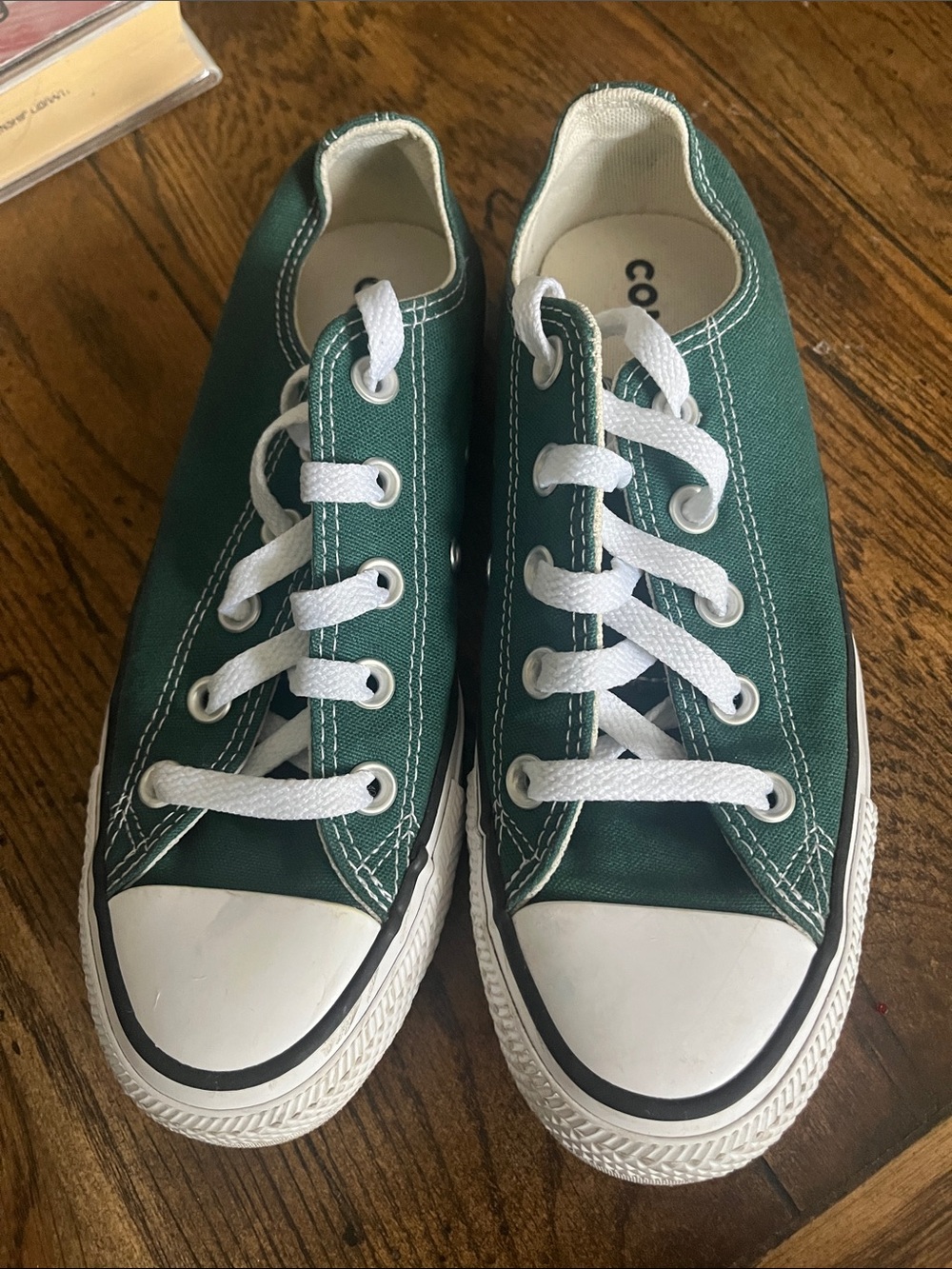Converse Low-Top Sneakers in Dark Green and White